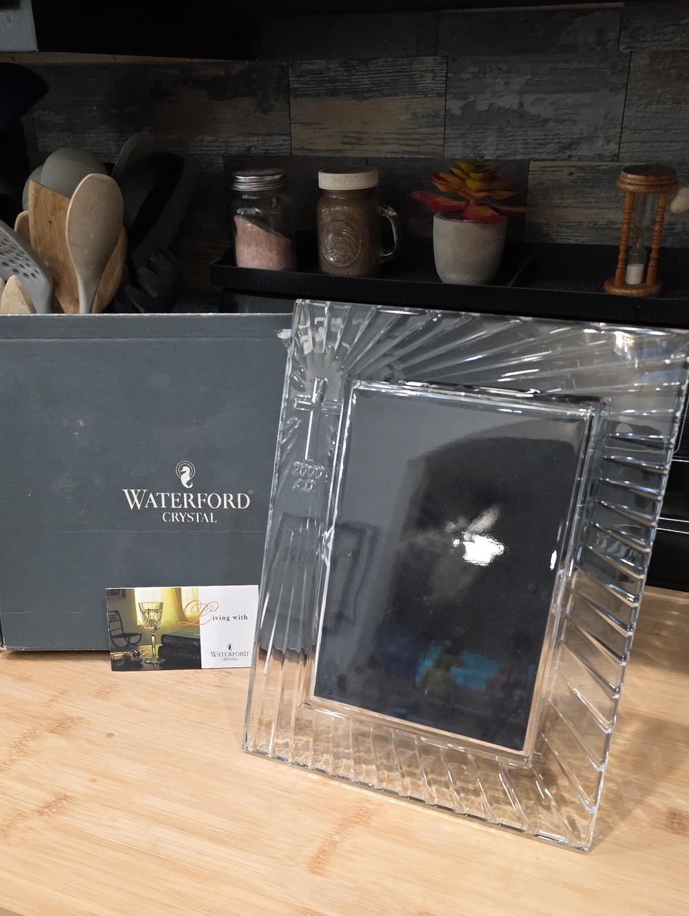 ✝️Waterford Clear Crystal Picture Frame with Sunburst Edge